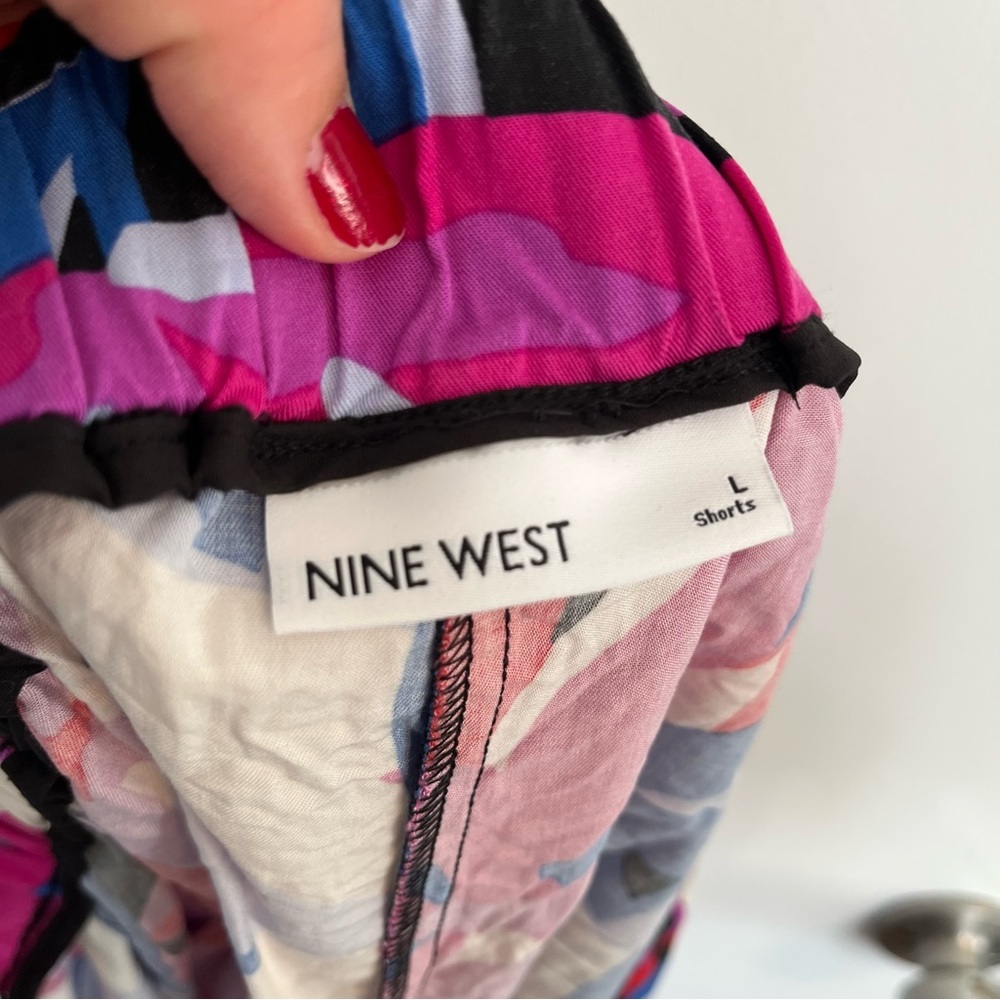Nine West Vibrant High Waist Women's Shorts large floral pink blue - Picture 5 of 6